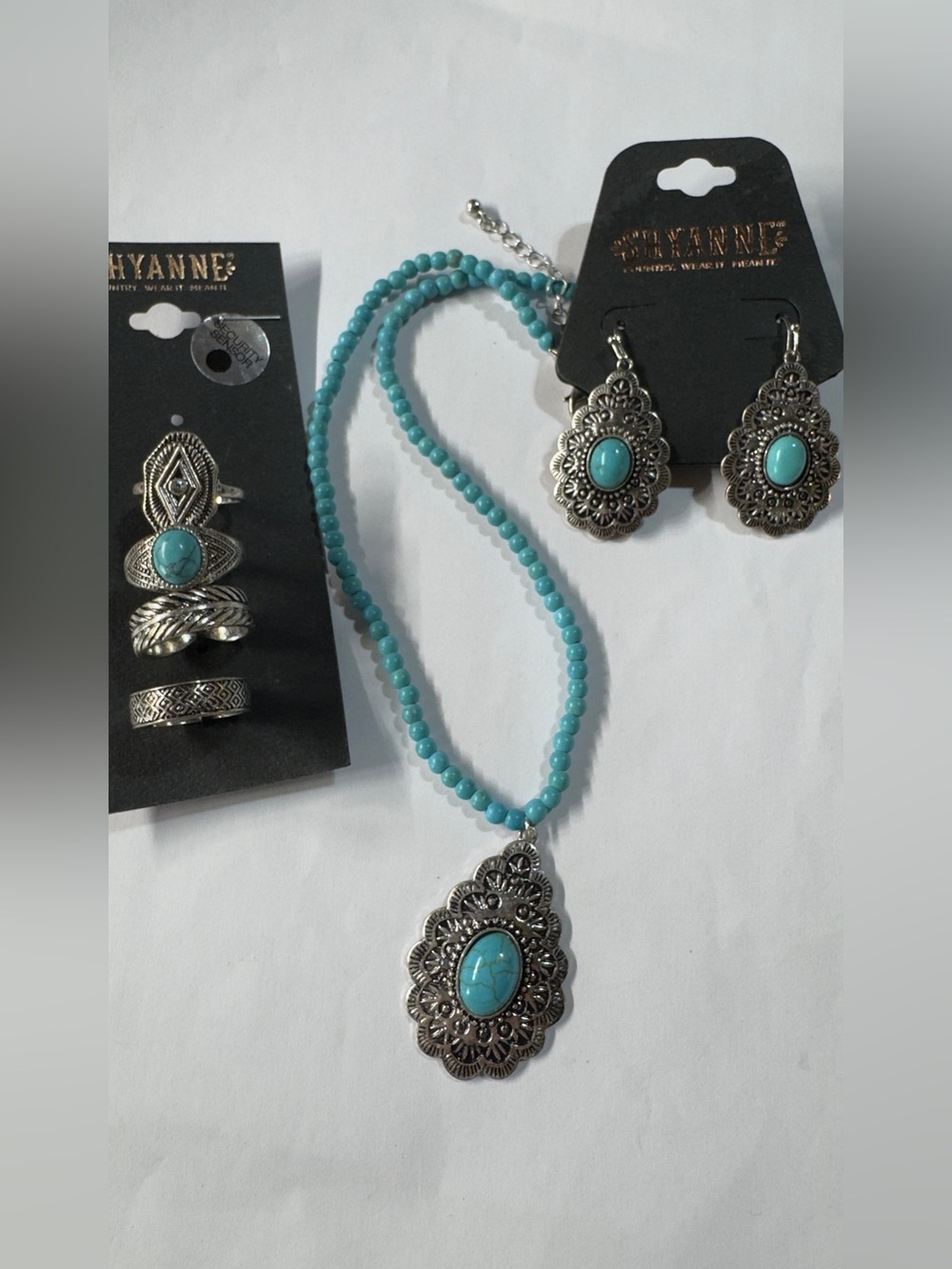 Shyanne Turquoise Bead Necklace with Silver-Tone Filigree Pendant